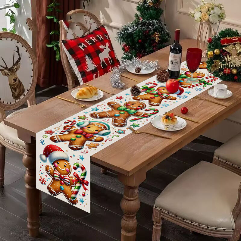 New Gingerbread Man Table Flag Christmas Party Decoration Tablecloth Mat Living Room Dining Room Tablecloth Printed Tea Table Fabric - V.I.P Digital Presence