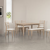 TREXM Classic and Traditional Style 6 - Piece Dining Set, Includes Dining Table, 4 Upholstered Chairs & Bench (Natural Wood Wash）