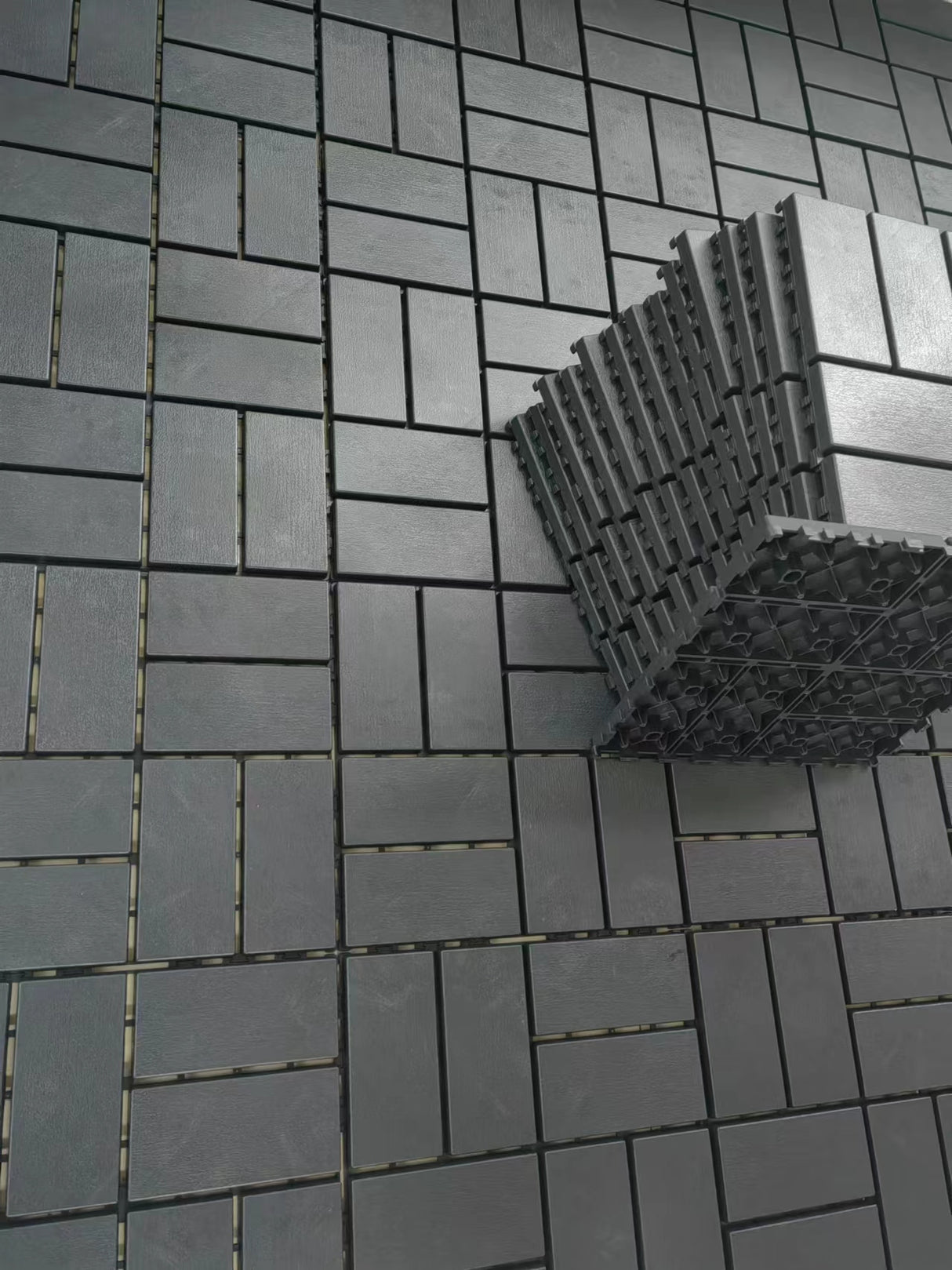 Plastic interlocking deck tiles, 36 pieces, 12 inch x 12 inch waterproof terrace tiles, with strong drainage design in grey - V.I.P Digital Presence