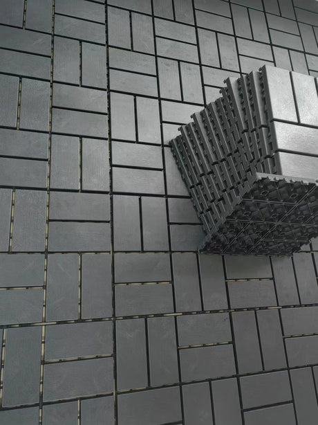Plastic interlocking deck tiles, 36 pieces, 12 inch x 12 inch waterproof terrace tiles, with strong drainage design in grey - V.I.P Digital Presence