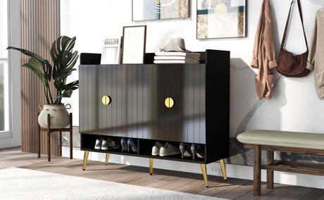 U-Can shoe cabinet with door, 11 layers with adjustable shelves, modern wooden shoe cabinet (PVC surface) - V.I.P Digital Presence