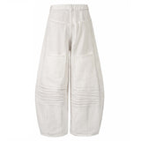 Sprayed and Distressed Denim Tapered Pants with High Street Punk Pocket Design, Loose Wide Leg Long Pants - V.I.P Digital Presence