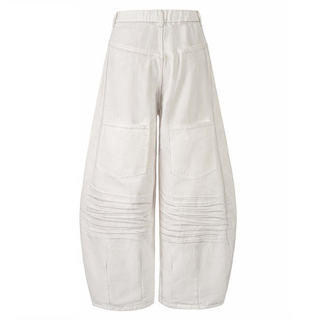 Sprayed and Distressed Denim Tapered Pants with High Street Punk Pocket Design, Loose Wide Leg Long Pants - V.I.P Digital Presence