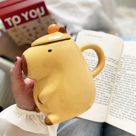 Fun 3D Capybara Mug Pair：3D capybara - designed mugs with handles & lids. A wonderful gift choice for girls. - V.I.P Digital Presence