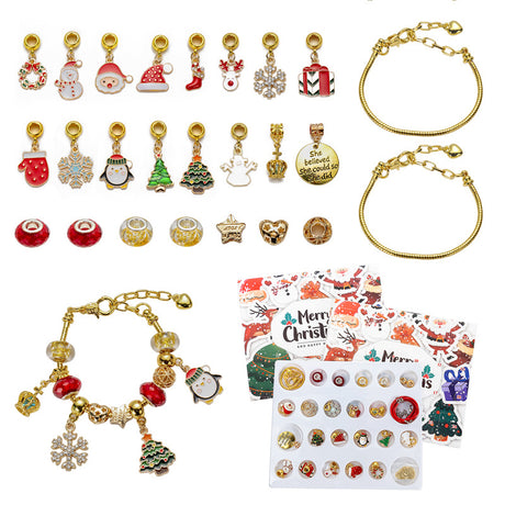 DIY creative children's bracelet jewelry 24-grid calendar Christmas holiday surprise blind box silver set - V.I.P Digital Presence