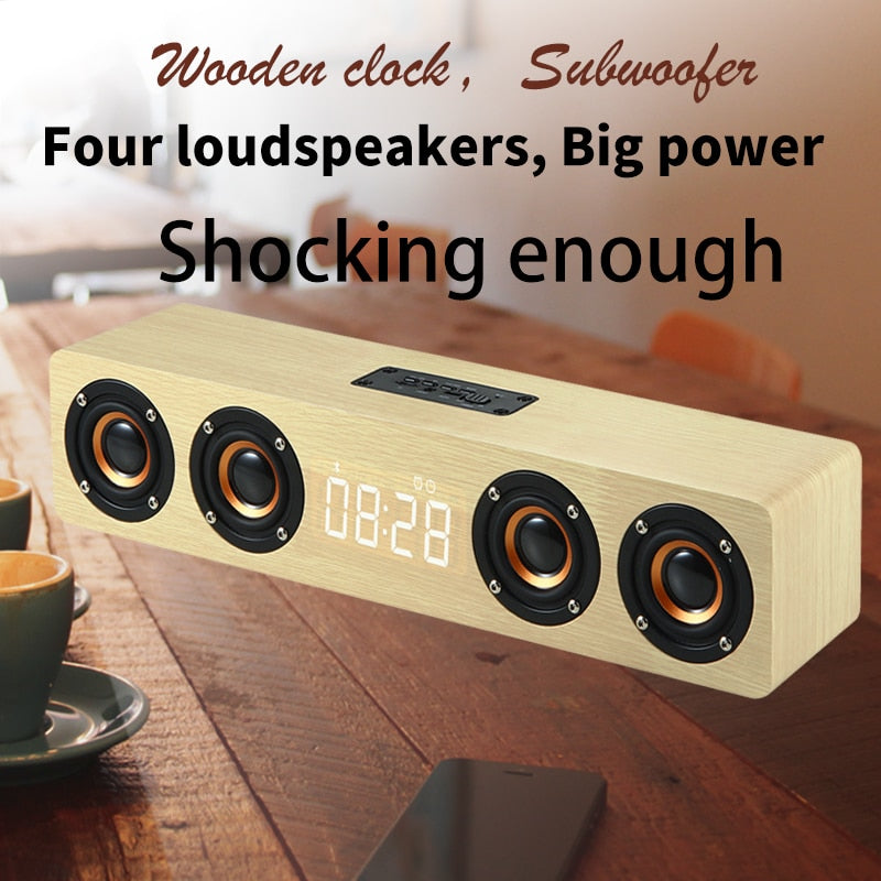 Home theater portable column Bluetooth Speaker Wireless wood speaker Alarm Clock Radio subwoofer Soundbar for TV speaker AUX USB - V.I.P Digital Presence