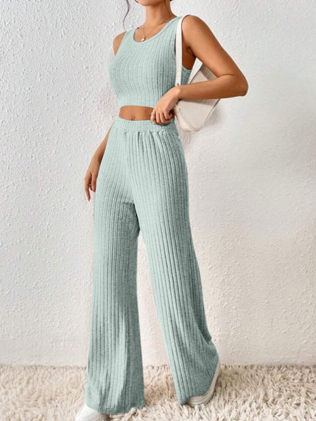 Ribbed Knit Tank & Lounge Pants Set