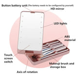 LED Folding Rotating Cosmetic Mirror Box with Brush - V.I.P Digital Presence