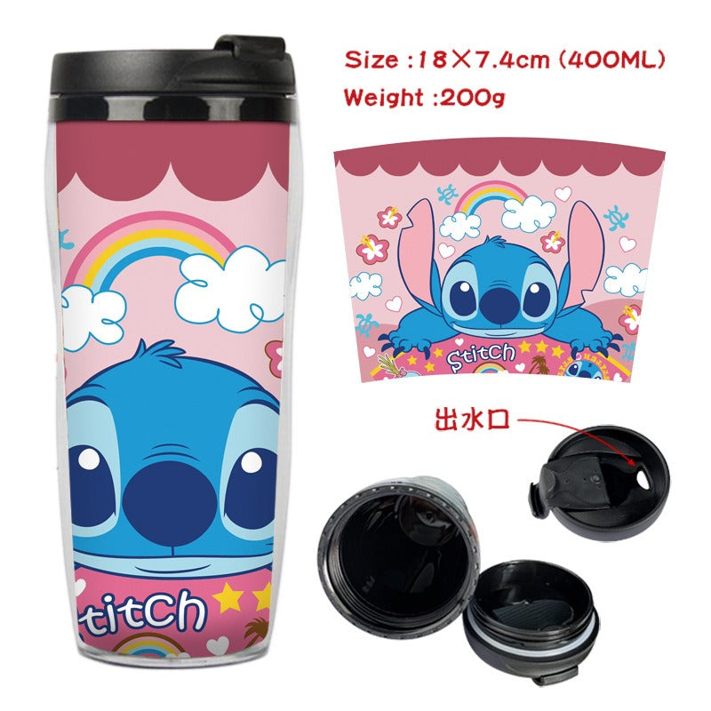 Stitch Stitch animation peripheral double-layer insulated plastic cup two-dimensional cartoon tea cup cold water kettle water cup - V.I.P Digital Presence