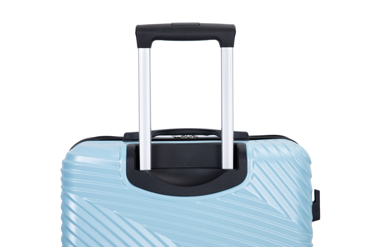 3 Piece Luggage Sets PC+ABS Lightweight Suitcase with Two Hooks Spinner Wheels (20/24/28) Aqua Blue