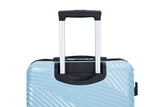 3 Piece Luggage Sets PC+ABS Lightweight Suitcase with Two Hooks Spinner Wheels (20/24/28) Aqua Blue