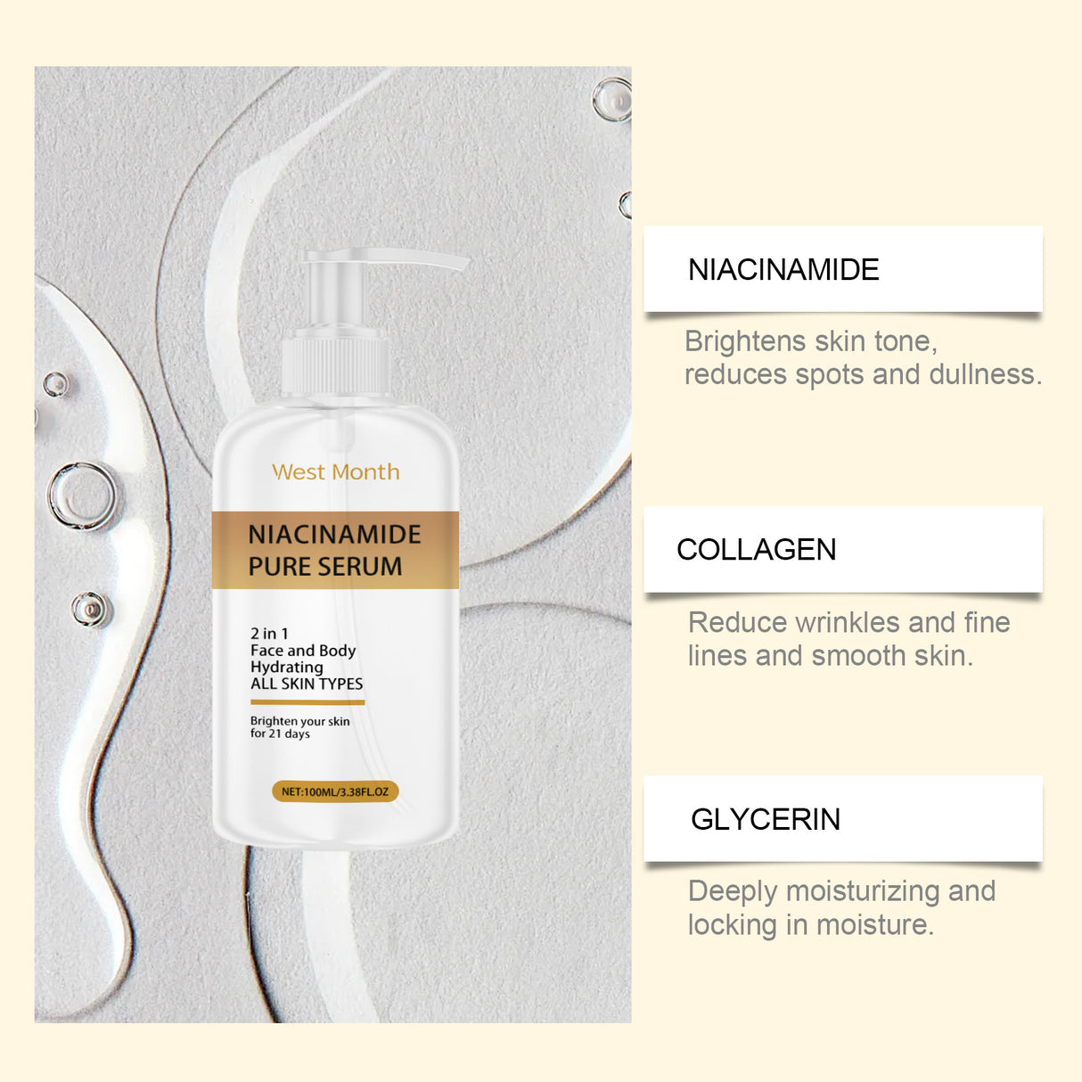 Niacinamide Essence, Hydrating, Moisturizing, Brightening, Nourishing Facial Skin And Moisturizing Skin Care Essence