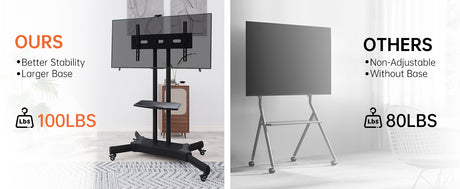 FANCO Universal Rotating TV Stand, suitable for 32-80 inch TVs, with adjustable tilt height and maximum VESA 600x400mm (black) - V.I.P Digital Presence