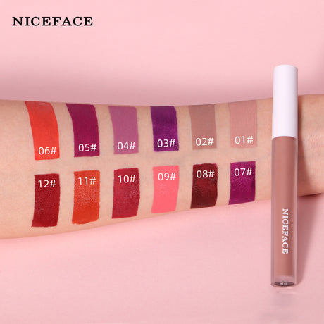 NICEFACE 12 Color Velvet Matte Lip Gloss Non-Stick Cup Liquid Lipstick Lip Glaze - V.I.P Digital Presence