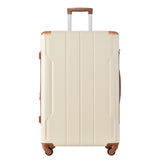 Hardshell Luggage Sets 3 Pcs Spinner Suitcase with TSA Lock Lightweight 20''24''28'' Brown white + ABS