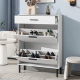 Independent shoe rack storage box with drawers and metal legs, modern shoe cabinet with 2 flippable drawers - V.I.P Digital Presence