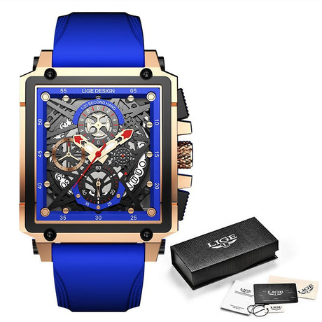 Lige New Men's Watch Square Multifunction Chronograph 30M Waterproof Watch - V.I.P Digital Presence