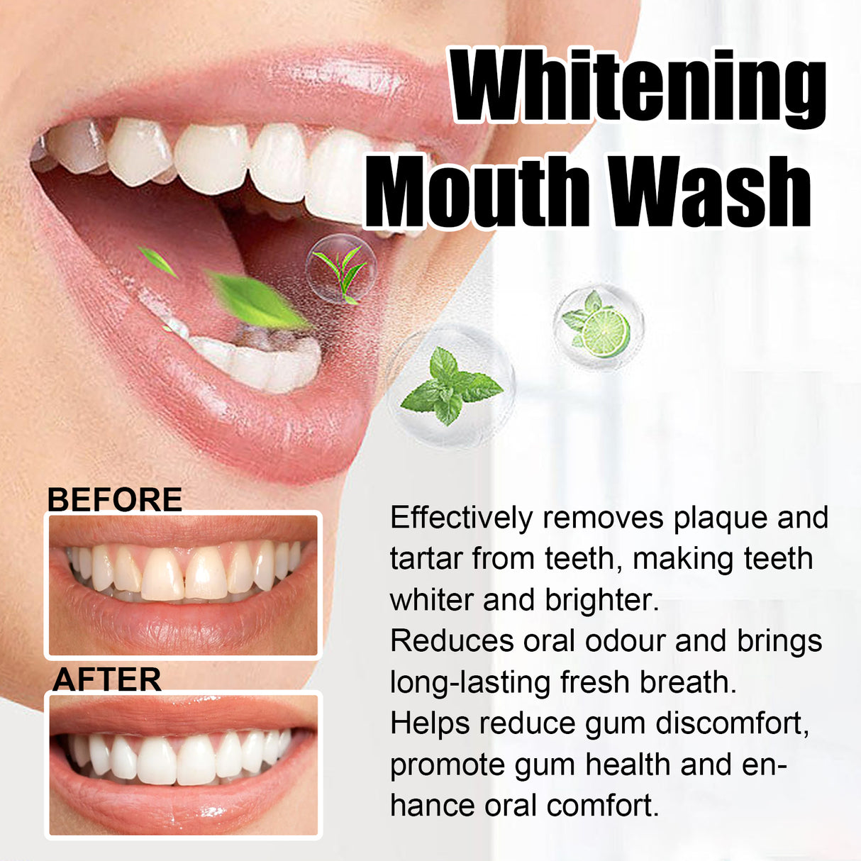Whitening Mouth Wash, Beauty Shine White Teeth And Fresh Breath Odor Clean Mouth Care Gums - V.I.P Digital Presence