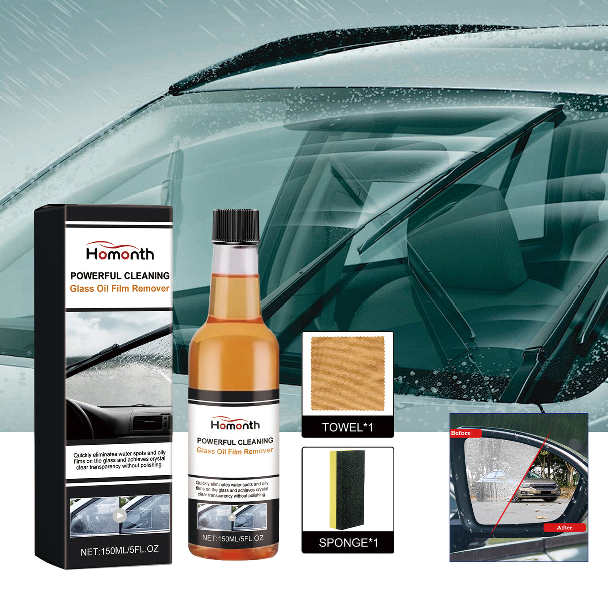 Powerful Cleaning Glass Oil Film Remover, Front Windshield Oil Remover Cleaner Is A Powerful Stain Cleaner For Windows - V.I.P Digital Presence