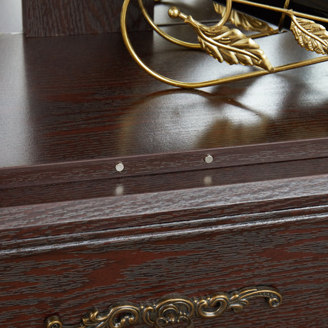 Light colored glass cabinet with adjustable glass frame Curio display cabinet, 2 doors and 1 drawer light bulb cherry color - V.I.P Digital Presence