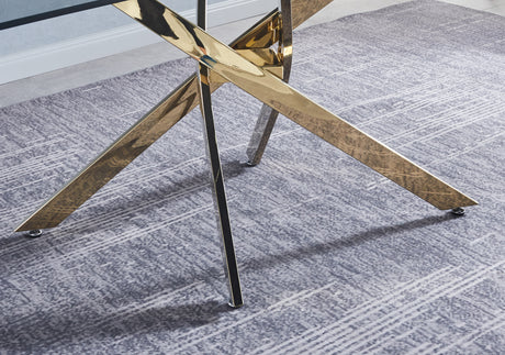 Modern Glass Table for Dining Room/Kitchen, 0.39" Thick Tempered Glass Top, Chrome Stainless Steel Base - V.I.P Digital Presence