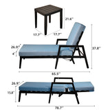 3PC Outdoor Aluminum Patio Furniture Chaise Lounge Set 2 Chaise & 1 End Table - V.I.P Digital Presence