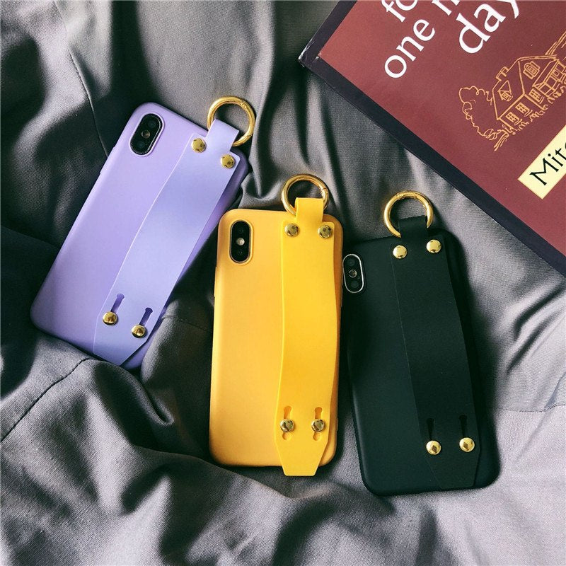 Plain Case Grip Strap For iPhone X 6s 6 8 Plus 7 Kickstand Holder Finger Ring Purple Matte Soft Silicon Capa - V.I.P Digital Presence