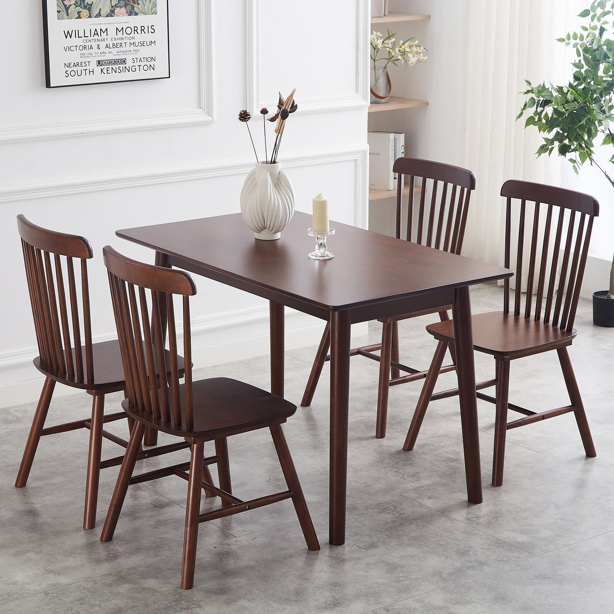 4 dining chairs, walnut wood, rubberwood material, dining chairs, solid wood chairs, solid wood dining table chairs - V.I.P Digital Presence