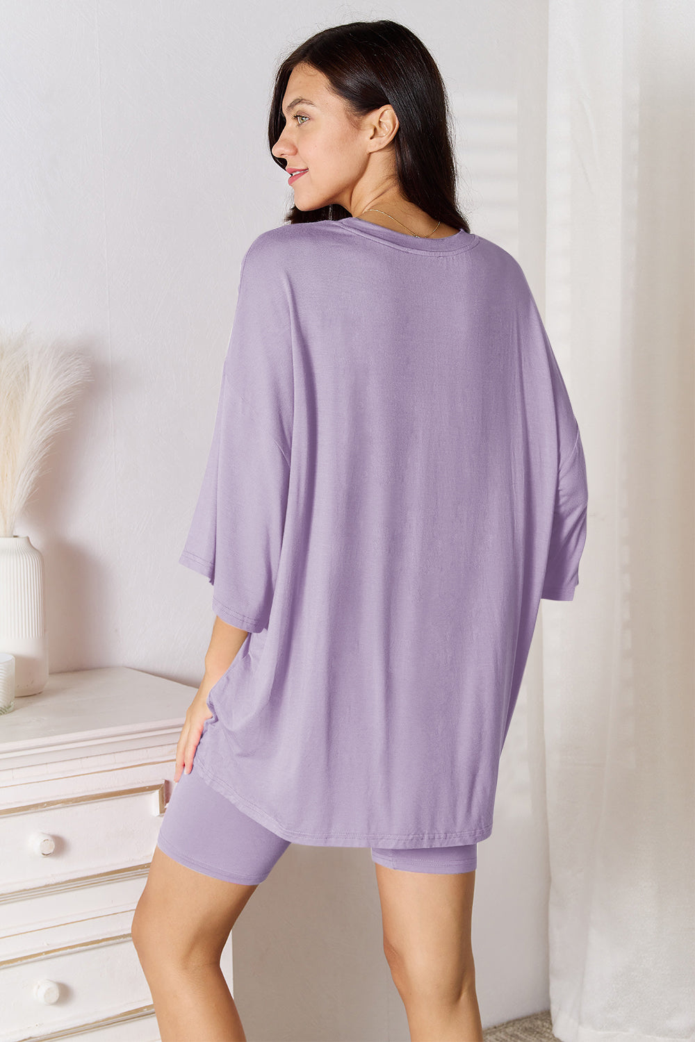 Soft Rayon Three-Quarter Sleeve Top and Shorts Set