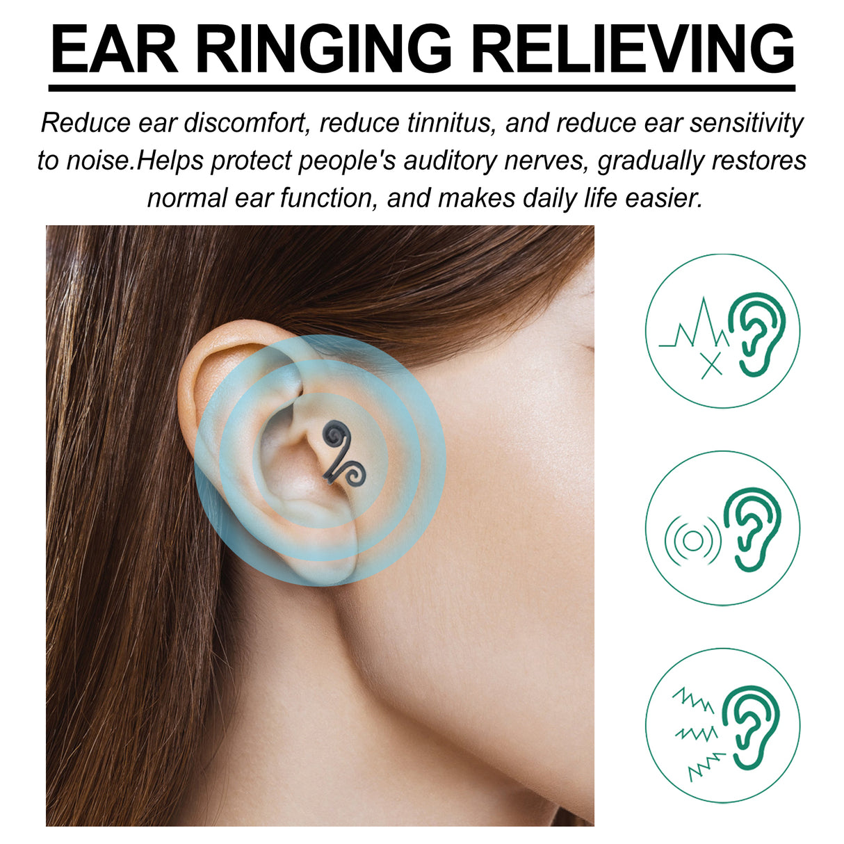 Tinnitus Relief Earrings, Relieve Ear Discomfort Tinnitus Ear Back Ear Care Massage Earrings