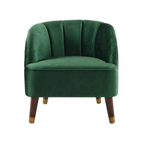 Upholstered Barrel Accent Chair With Wooden Legs - V.I.P Digital Presence