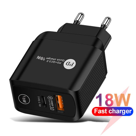 18W PD+QC3.0 fast charging charger with Type-c QC3.0 fast charging head - V.I.P Digital Presence