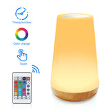 Wood grain remote control touch night light creative pat table lamp bedroom bedside lamp rainbow atmosphere light - V.I.P Digital Presence
