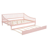 Full Size Daybed with Trundle and Support Legs  Pink