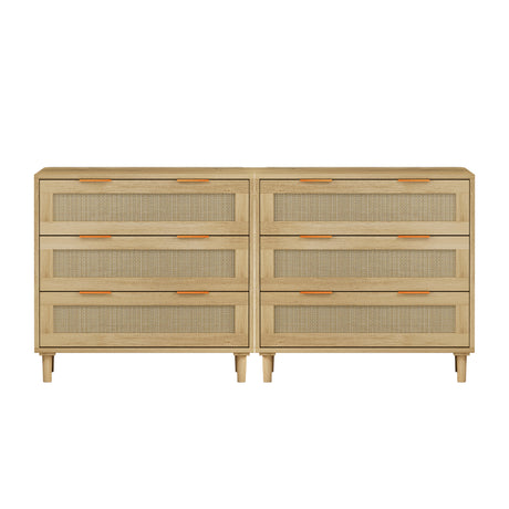 3-Drawers Rattan Storage Cabinet Rattan Drawer (Set of 2),for Bedroom,Living Room,Dining Room,Hallways,Oak - V.I.P Digital Presence