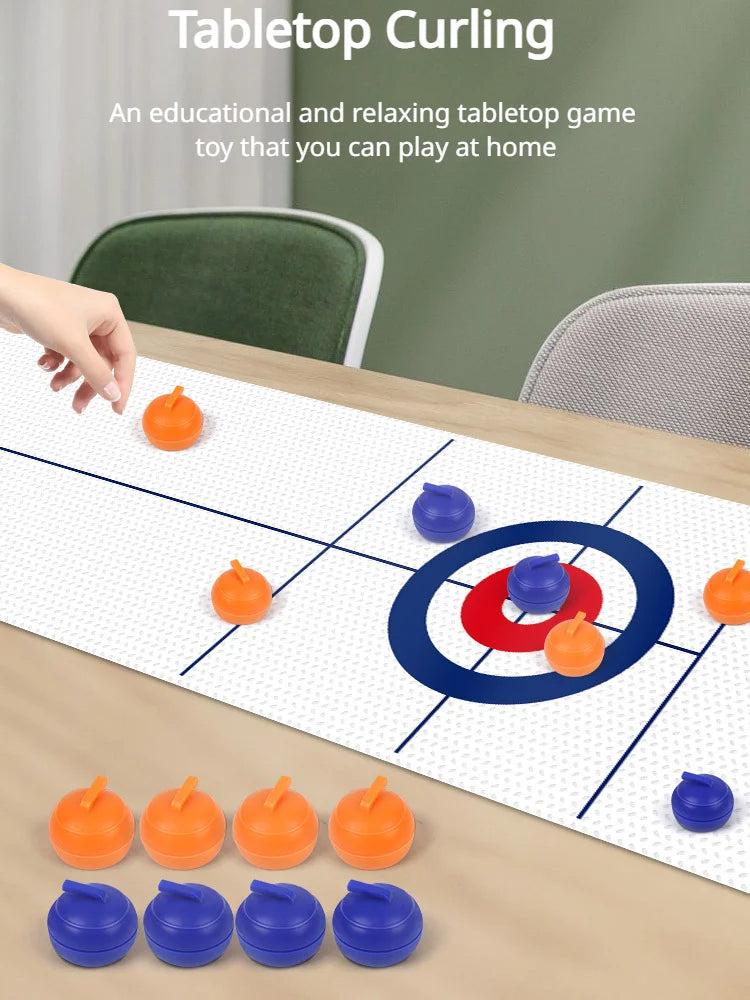 Juego de curling de mesa, mini tejo, divertido juego de mesa para adultos, niños y familias, regalos, accesorios de curling para tejo.