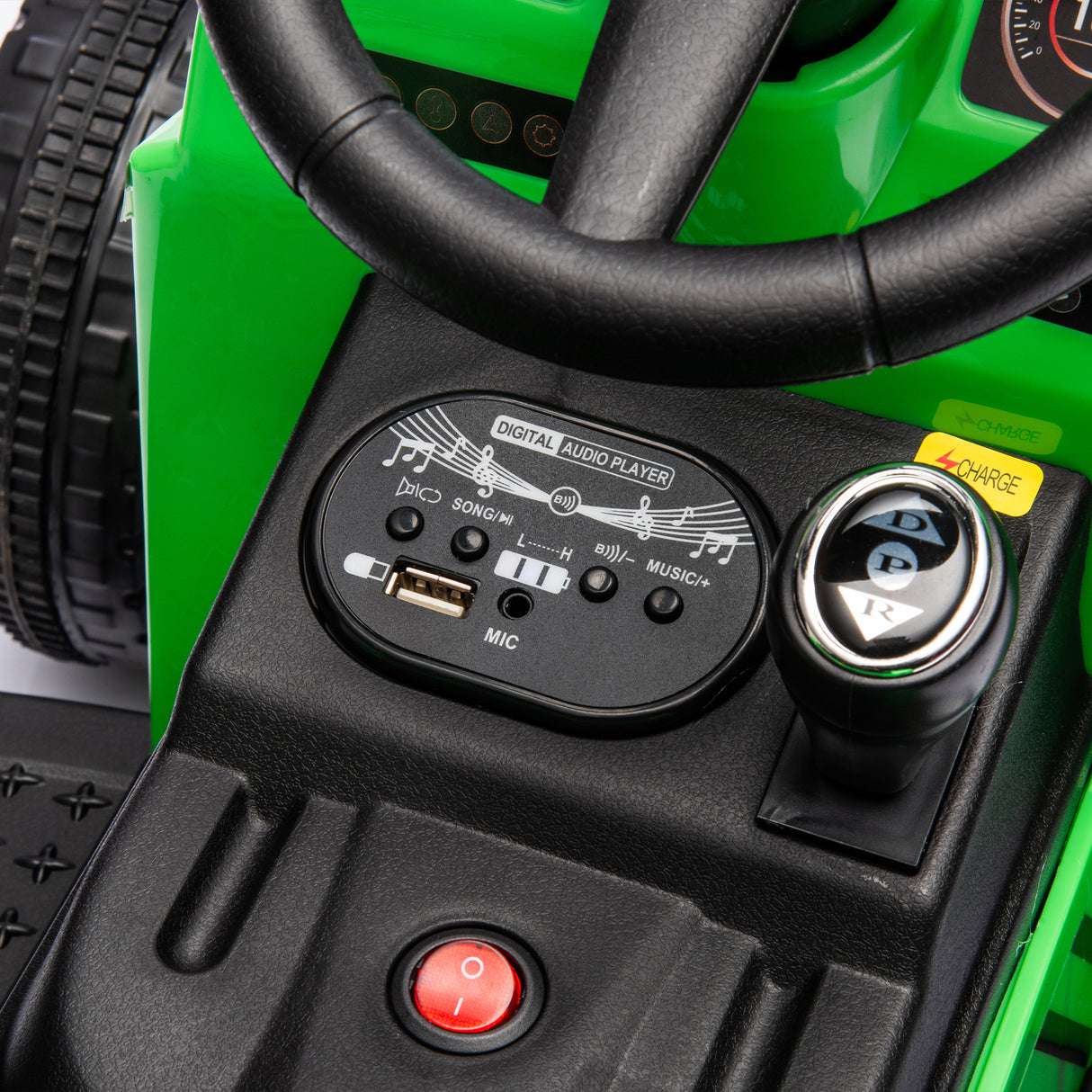 12V children ride the electric tractor "Black Knight" with a detachable storage tugboat and power display screen. - V.I.P Digital Presence