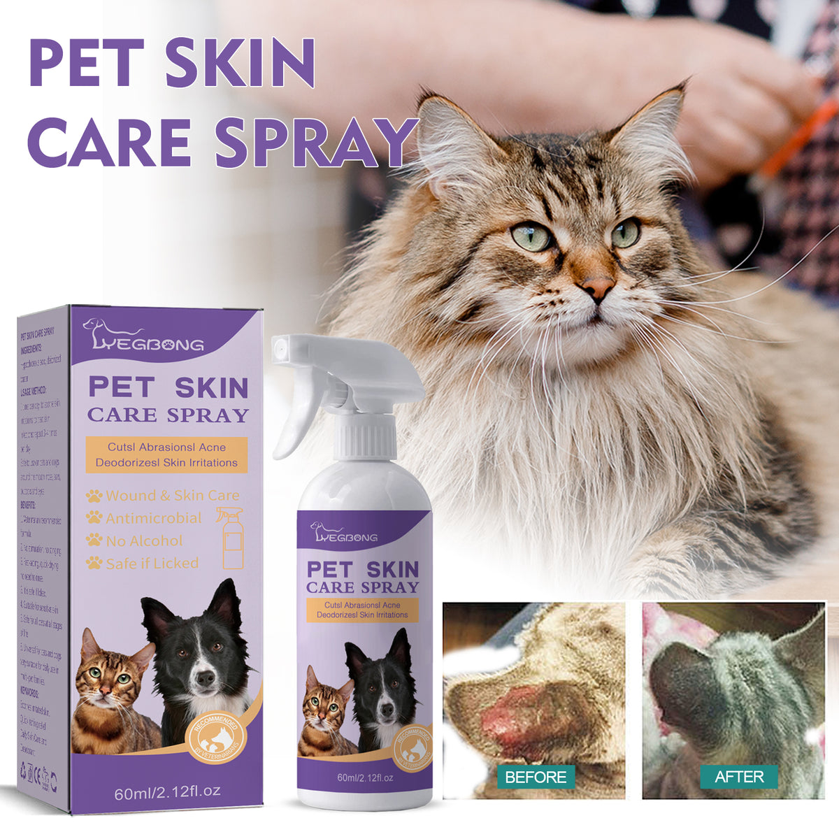 Pet Skin Relief Spray, Relieves Dog And Cat Skin Itchiness Eliminates Mites Cleaning Care Spray - V.I.P Digital Presence