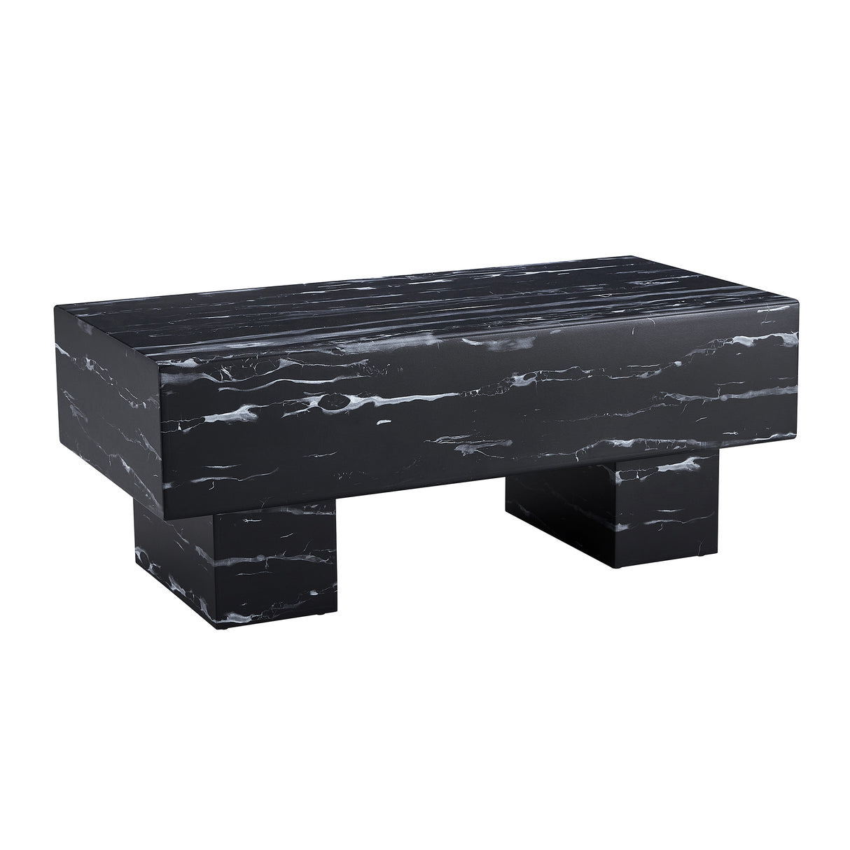 The black coffee table has patterns Modern rectangular table suitable for living rooms and apartments  43.3"*21.6"*17.2"