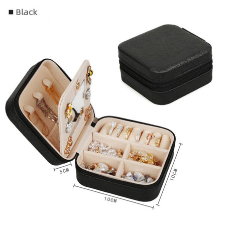 Portable Leather Jewelry Box Candy Color Travel Storage Upgrade With Mirror Earrings Rings Display Organizer Mother's Day Gift - V.I.P Digital Presence