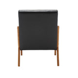 COOLMORE modern style chair, solid wood cushion lounge armchair with a pillow (black PU) - V.I.P Digital Presence