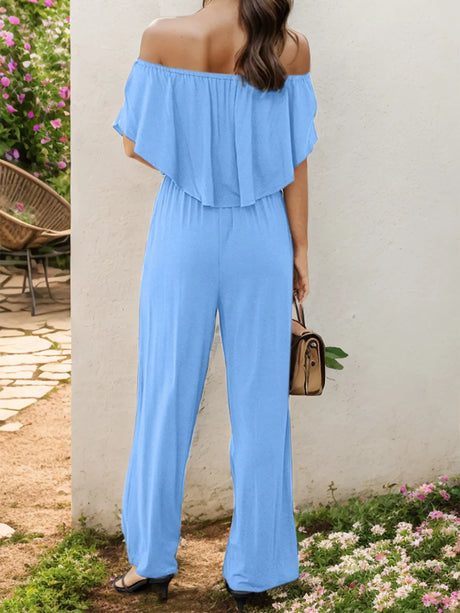Off-Shoulder Wide Leg Jumpsuit - V.I.P Digital Presence