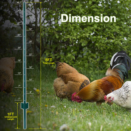 Fence post 3-foot-10 pack, heavy-duty metal fence post with U-shaped groove - V.I.P Digital Presence