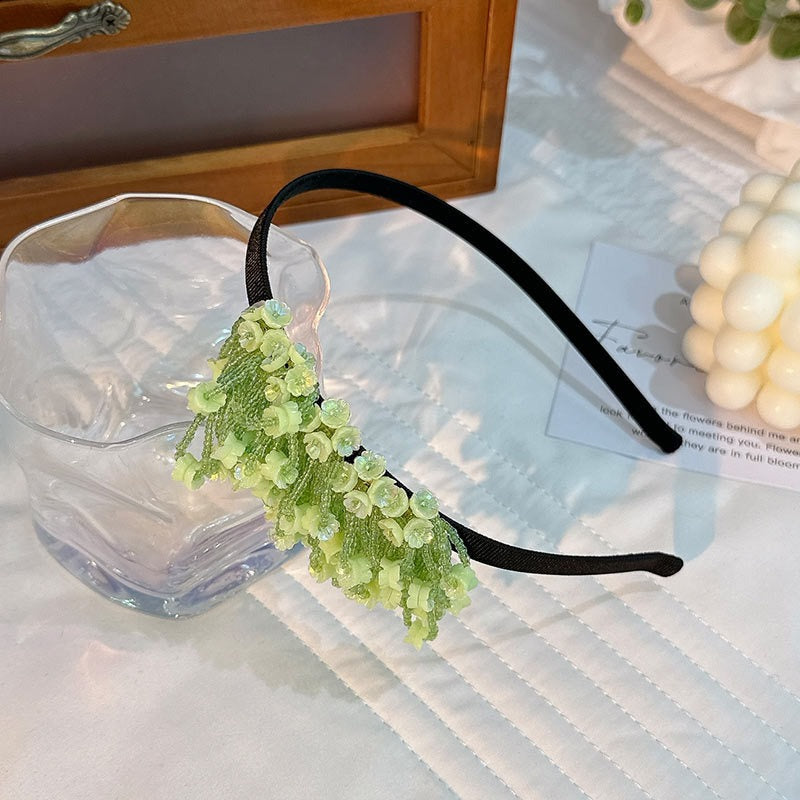 Handmade rice bead tassel flower side hair hoop for women - V.I.P Digital Presence