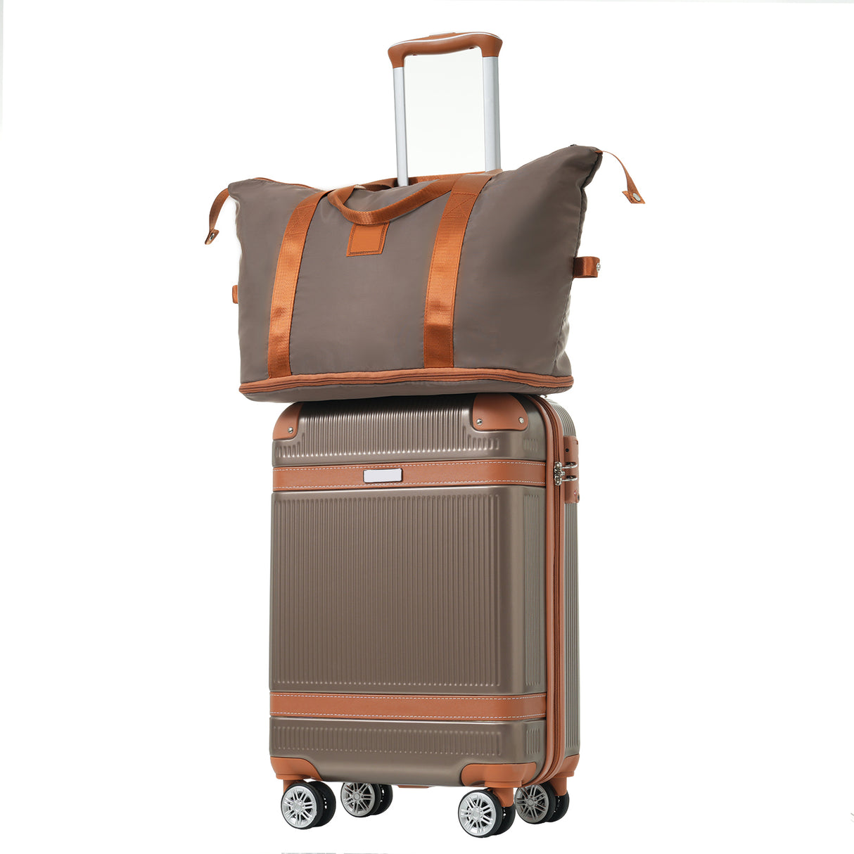 Hardshell Luggage Sets 3 Piece Carry-on Suitcase Double Spinner Wheels with TSA Lock for Men Women, Coppery (20in) - V.I.P Digital Presence