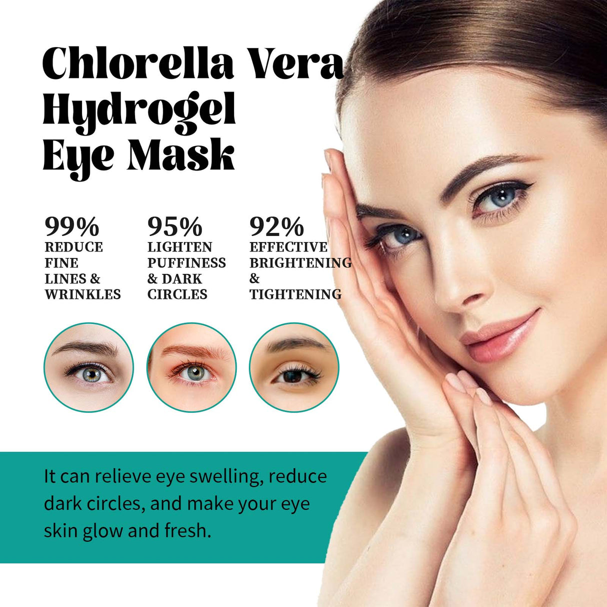 Chlorella Vera Hydrogel Eye Mask, Moisturizing Desalination Eye Grain Compact Fine Grain Soft Skin Hydrating Eye Mask - V.I.P Digital Presence