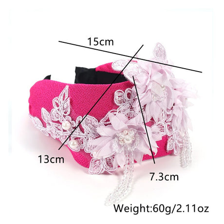 Hand embroidered three-dimensional simulation crystal flower headband pearl headband - V.I.P Digital Presence