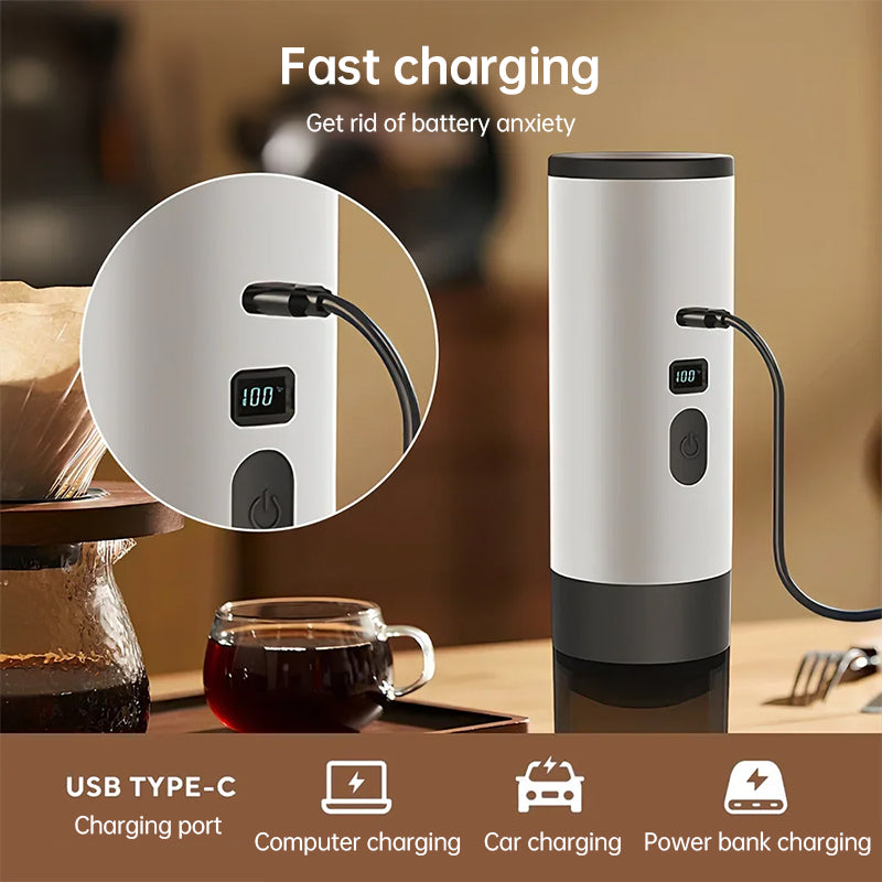 Portable Wireless 3-in-1 Espresso Maker, 7800mAh, Car/Home/Camping, Ground/Capsule Coffee. - V.I.P Digital Presence
