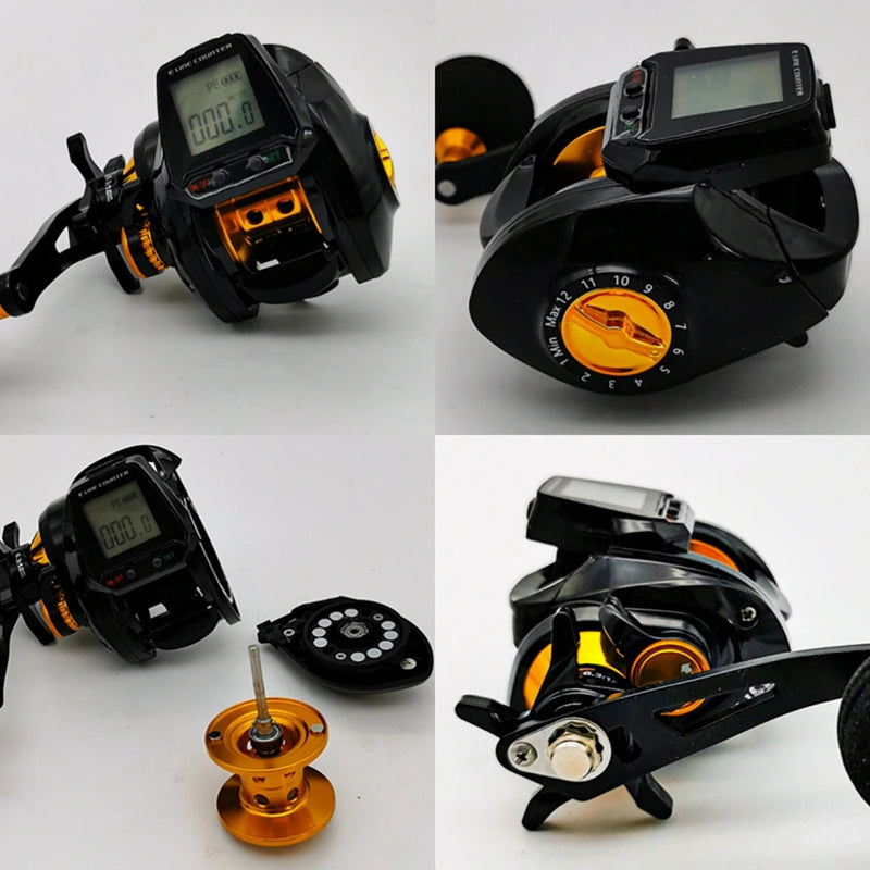 7.2:1 Digital Fishing Baitcasting Reel With Accurate Line Counter Large Display Bite Alarm Counting or Carbon Sea Fishing Rod - V.I.P Digital Presence
