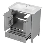 30inchgrey Bathroom Vanity with Sink ComboMulti-functional Bathroom Cabinet with Doors and Drawer Solid Frame and MDF Board - V.I.P Digital Presence